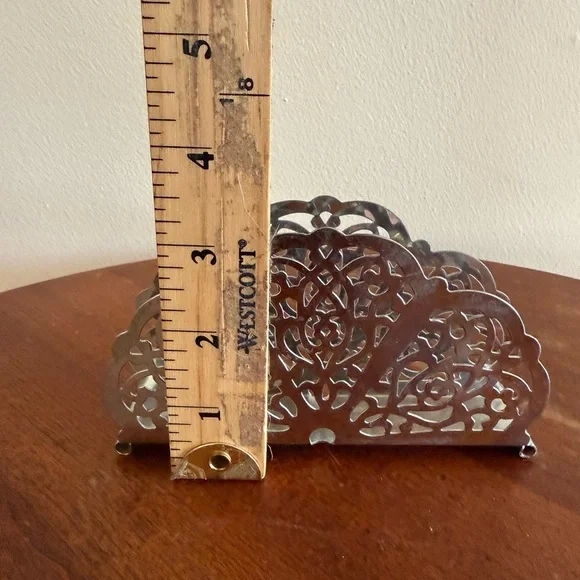 Irvin Ware USA Vintage Retro Silver Chrome Filigree Napkin / Letter Holder 5x3 - Picture 7 of 8